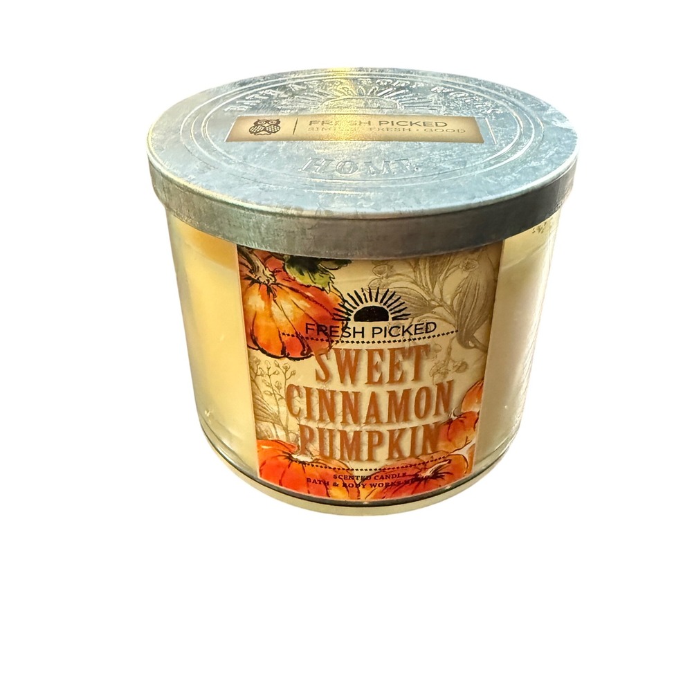 Bath & Body Works Sweet Cinnamon Pumpkin 3-Wick Candle Freshly Picked Fall